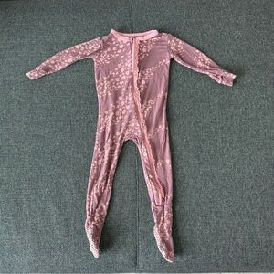Kickee Pants Zippy Pajamas Flora Cherry Blossom with Ruffles Size 12-18 mos